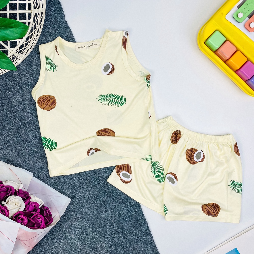 [BÉ 8-20KG] Bộ ba lỗ minkymom bé trai bé gái vải thun lạnh họa tiết trái cây mặc mùa hè mát mẻ BLTC