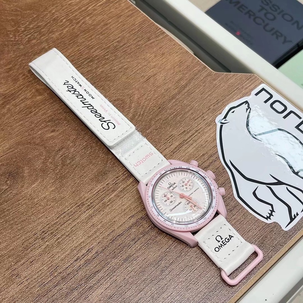 Dây Đeo Bằng Da Thật 20mm Chống Thấm Nước Cho Đồng Hồ Thể Thao Omega & for Swatch Planet Cobranded