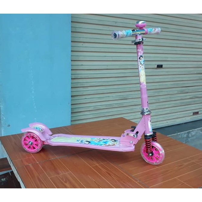 Trượt 3 bánh 2 giảm xóc bánh xe có đèn, điều chỉnh 3 tư thế (Trượt Scooter 2020)