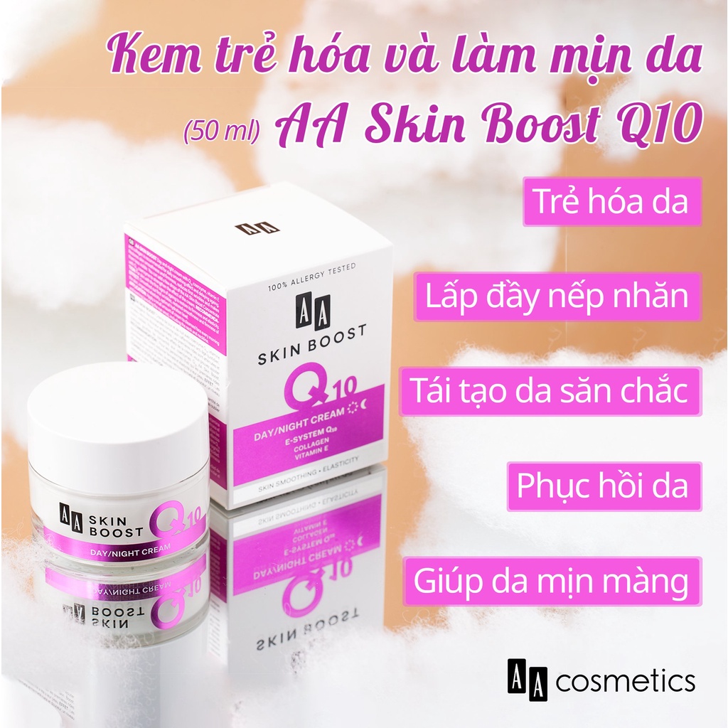 [MỸ PHẨM CHÂU ÂU CHÍNH HÃNG] Kem trẻ hóa da và mờ nếp nhăn AA Skin Boost Q10 Day/Night Cream của AA COSMETICS Ba Lan | BigBuy360 - bigbuy360.vn