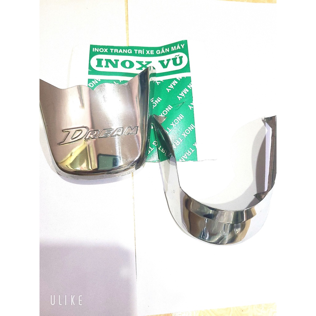 Combo Ốp dè INOX xe DREAM 2013 đến 2015+ 1 tem logo Titan Honda giá 1 bộ tại xưởng INOX Vũ