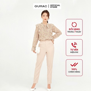 Áo sơ mi nữ họa tiết hoa phối bèo GUMAC AB559