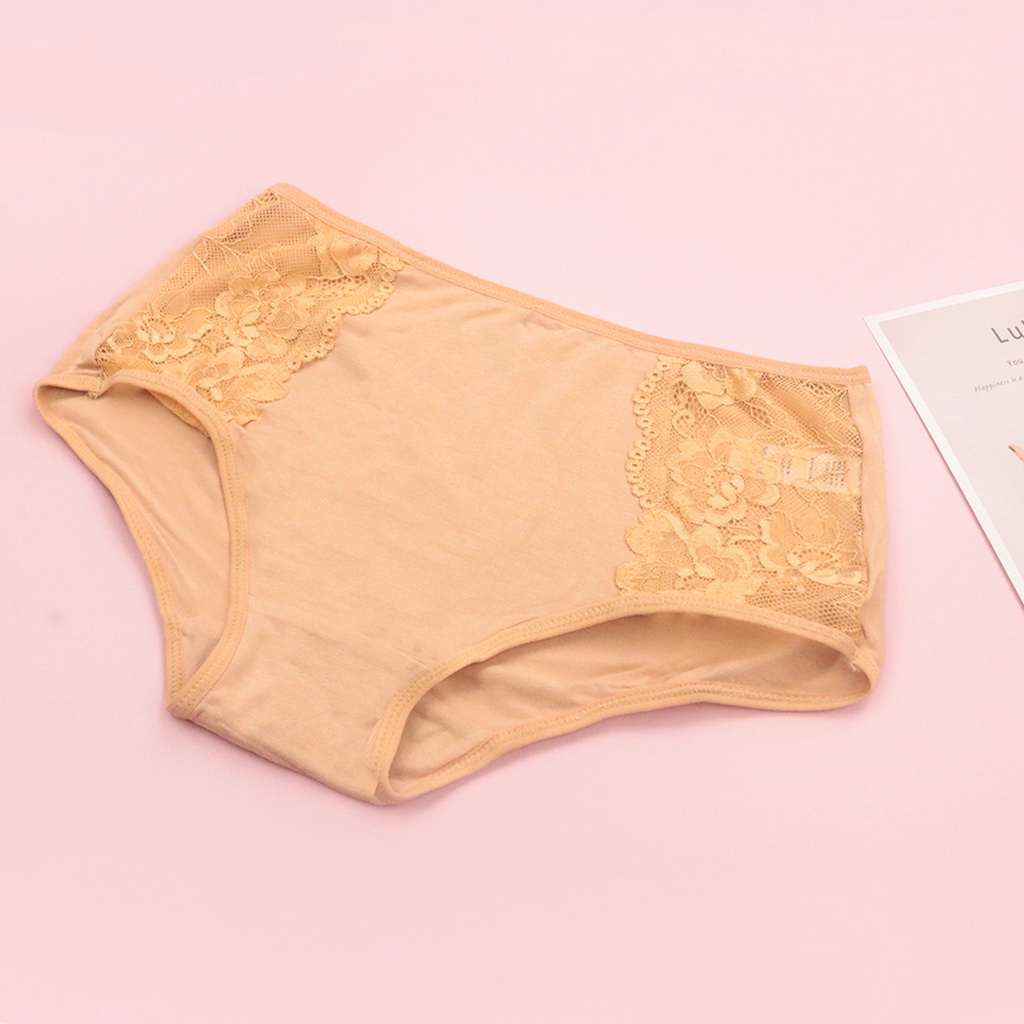 Quần Lót Nữ Cotton Cạp Vừa Nâng Mông Phối Ren Cao Cấp Luperi Kháng Khuẩn, Khử Mùi, Thoáng Khí Sp74