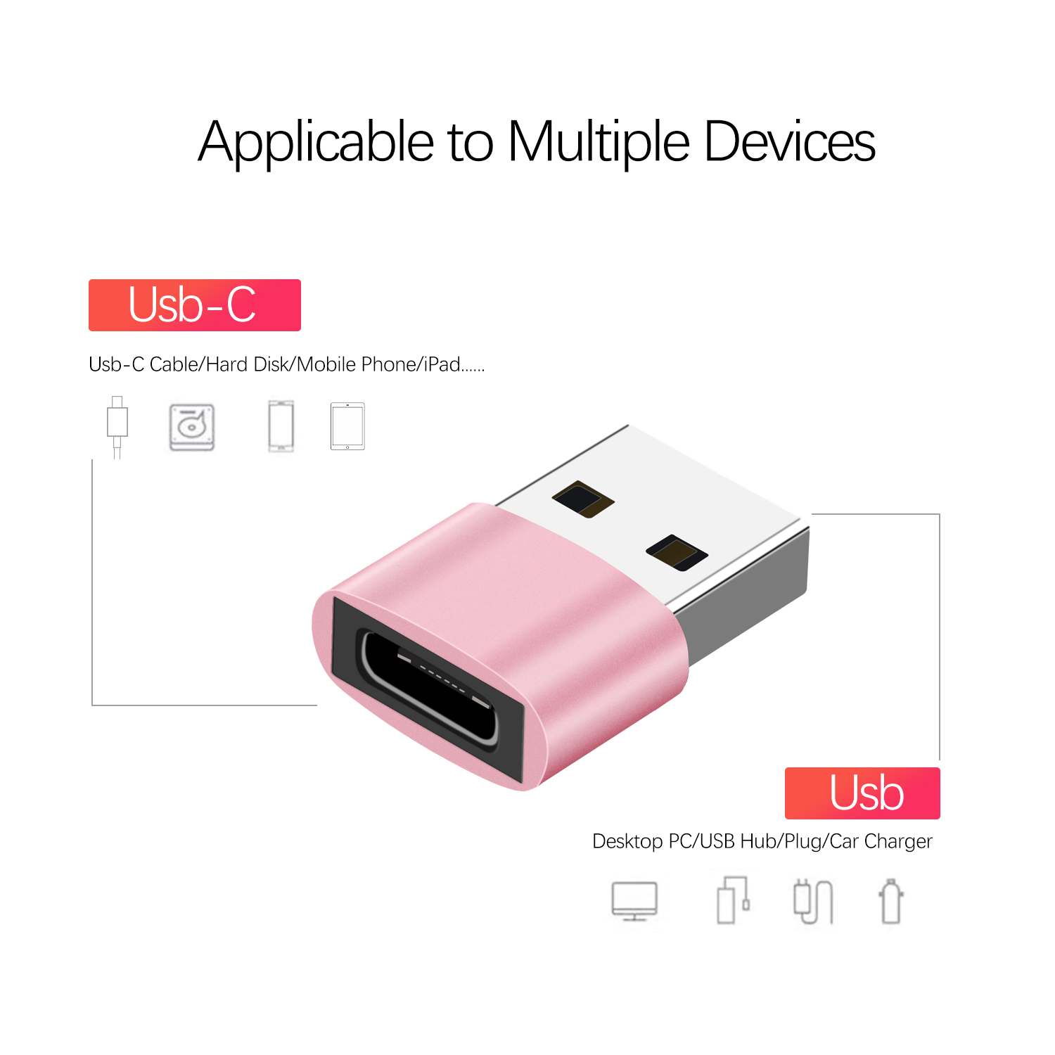 (Hàng Mới Về) Set 6 Đầu Chuyển Đổi Từ Giác Cắm Usb-C Sang Cổng Usb