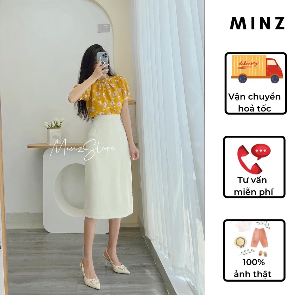 Áo Sơ Mi Công Sở Thiết Kế Cổ Bèo Tay Cộc, Chất Liệu Tơ Hàn Nhiều Màu Hoa MINZ STORE