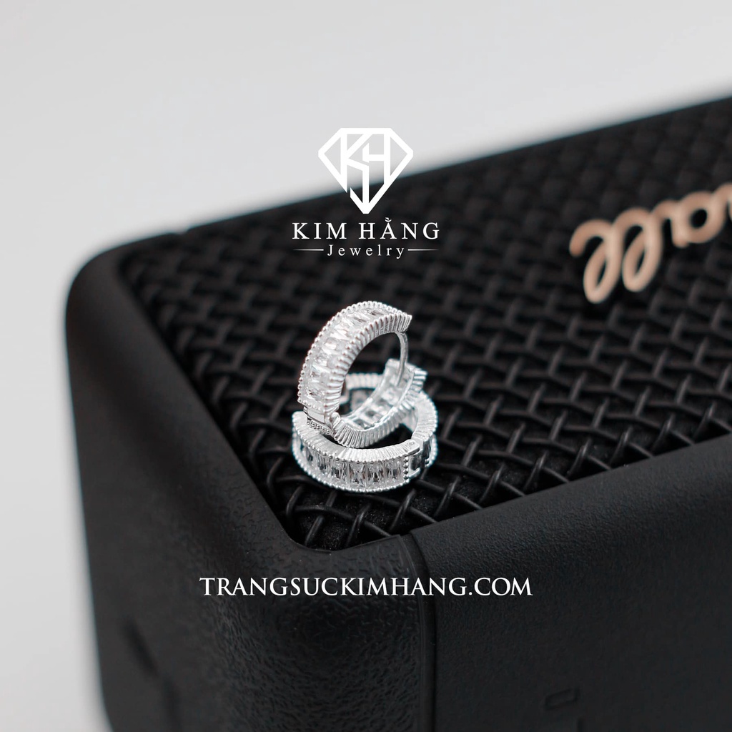 Khuyên Tai BẠC Thiết Kế Full Đá Baguette