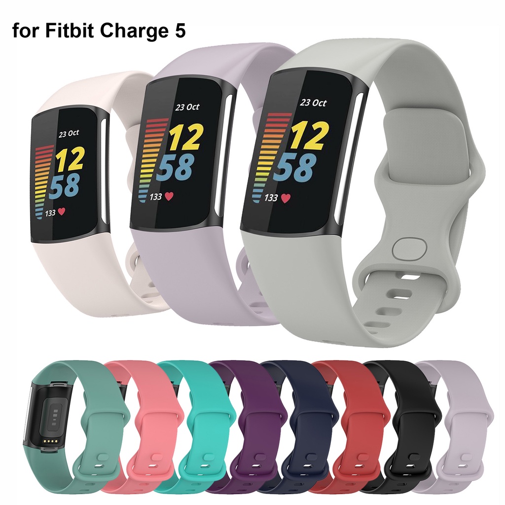 Tương thích với dây đeo Fitbit Charge 5, dây đeo thay thế chống nước bằng silicon mềm cho Fitbit Cha