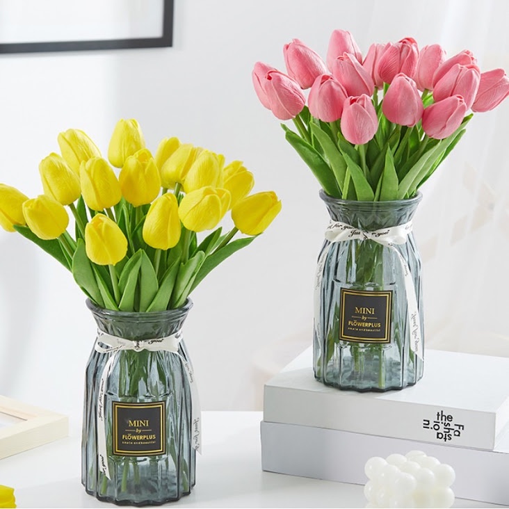 [Mã LIFE20KALL giảm 10% đơn 50K] Một bông Hoa Tulip lá thẳng PU cao cấp - Hoa giả lụa trang trí, để bàn, chụp ảnh