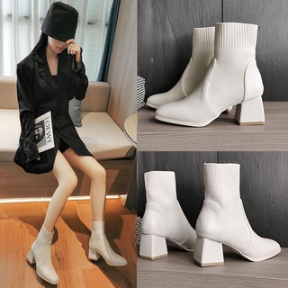 Bốt Nữ Cổ Len Cổ Cao Cao Gót 6 Phân Phong Cách Hàn Quốc