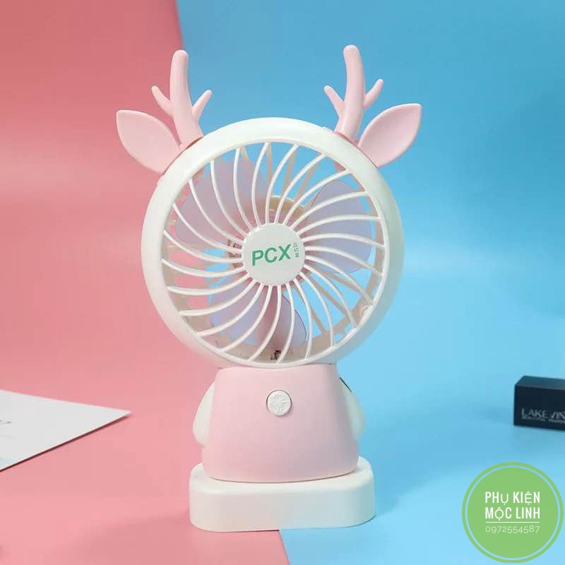 🌬Quạt mini tích điện cầm tay có đèn sáng, quạt để bàn có tai cute ( tặng kèm dây sạc) | BigBuy360 - bigbuy360.vn