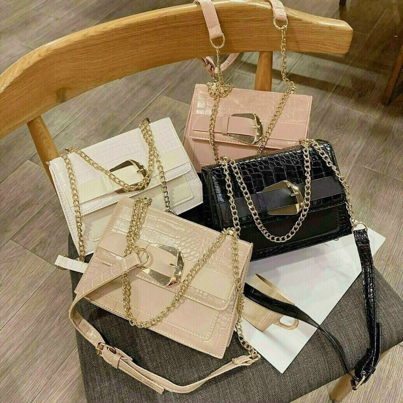 Túi Xách Nữ Đeo Chéo Da Rắn, Túi Nữ Đeo Vai Khoá Đai Dây Pha Xích