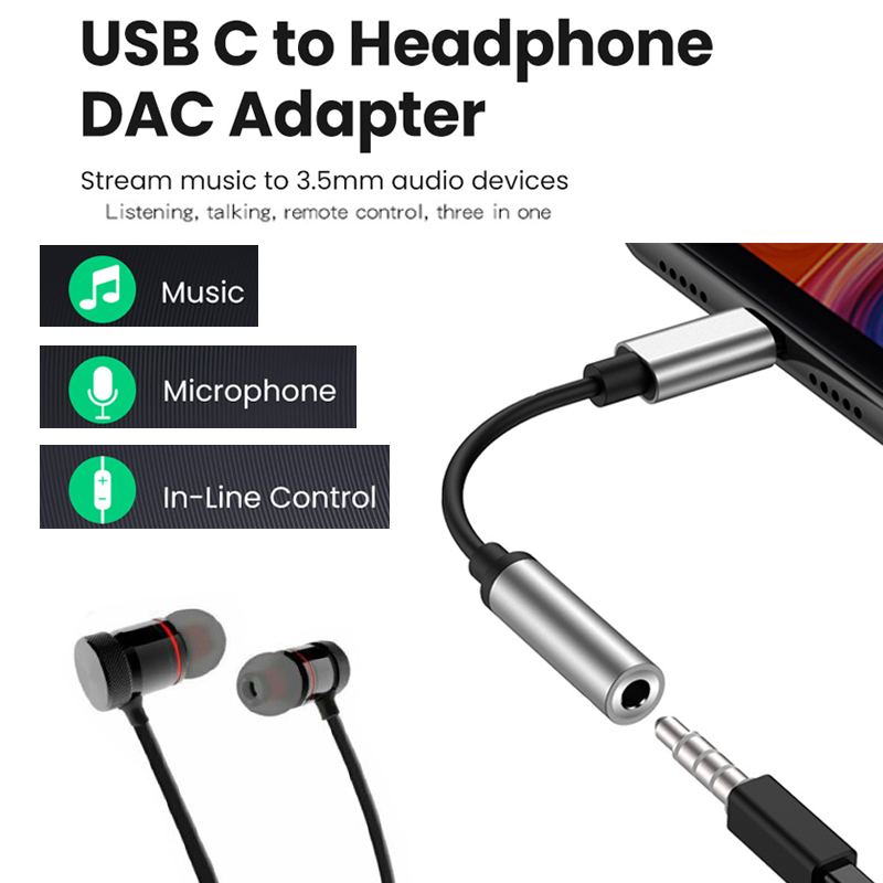 USB Type C to 3.5mm Female Headphone Jack Adapter USB C to Aux Audio Cable Cord DAC Chip For Pixel 4 3 2 XL iPad Pro AUX For Samsung Note 10