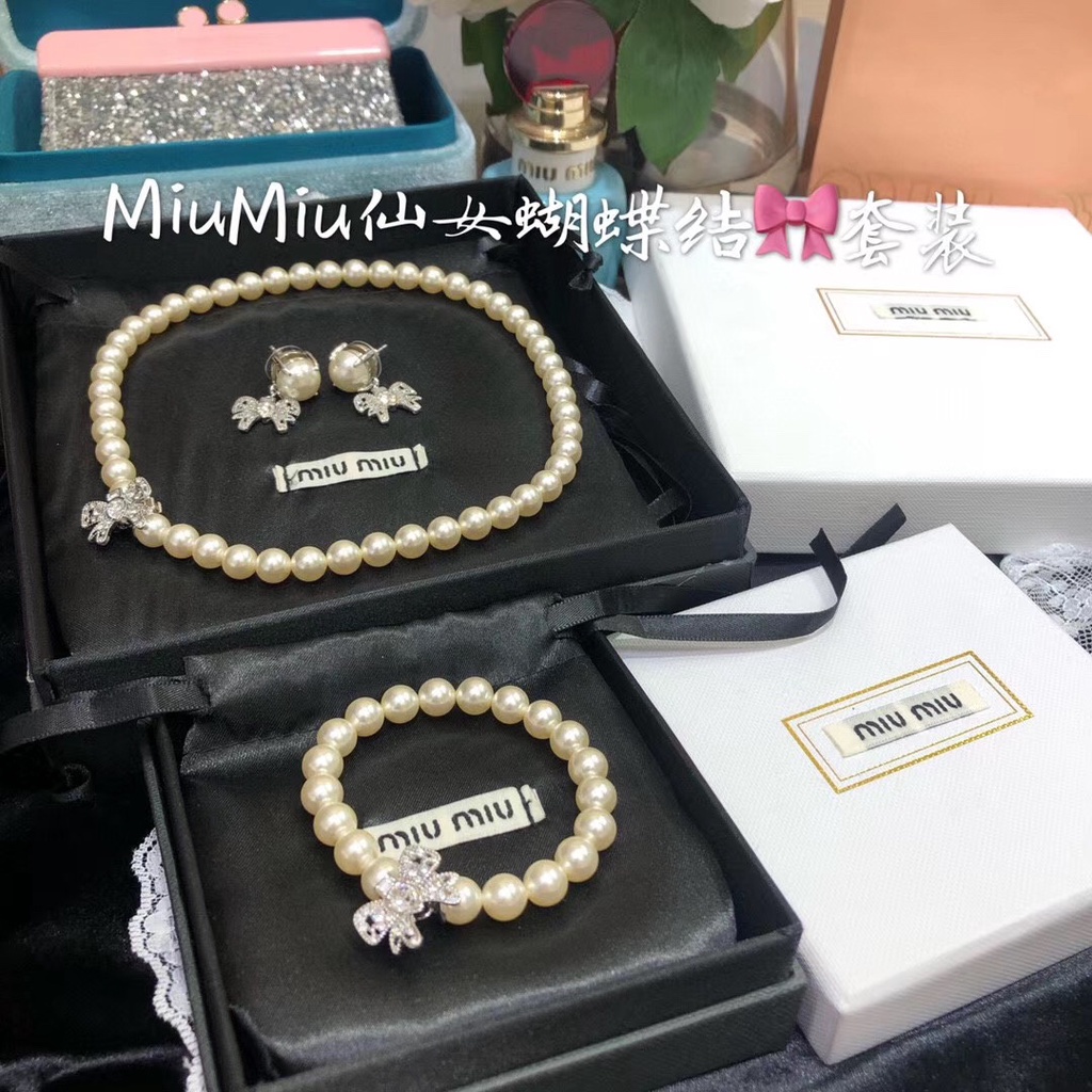 Vòng đeo tay/ Dây chuyền bằng bạc 925 đính phụ kiện chữ M/ nơ đính ngọc trai thời trang sang trọng (có bán lẻ)
