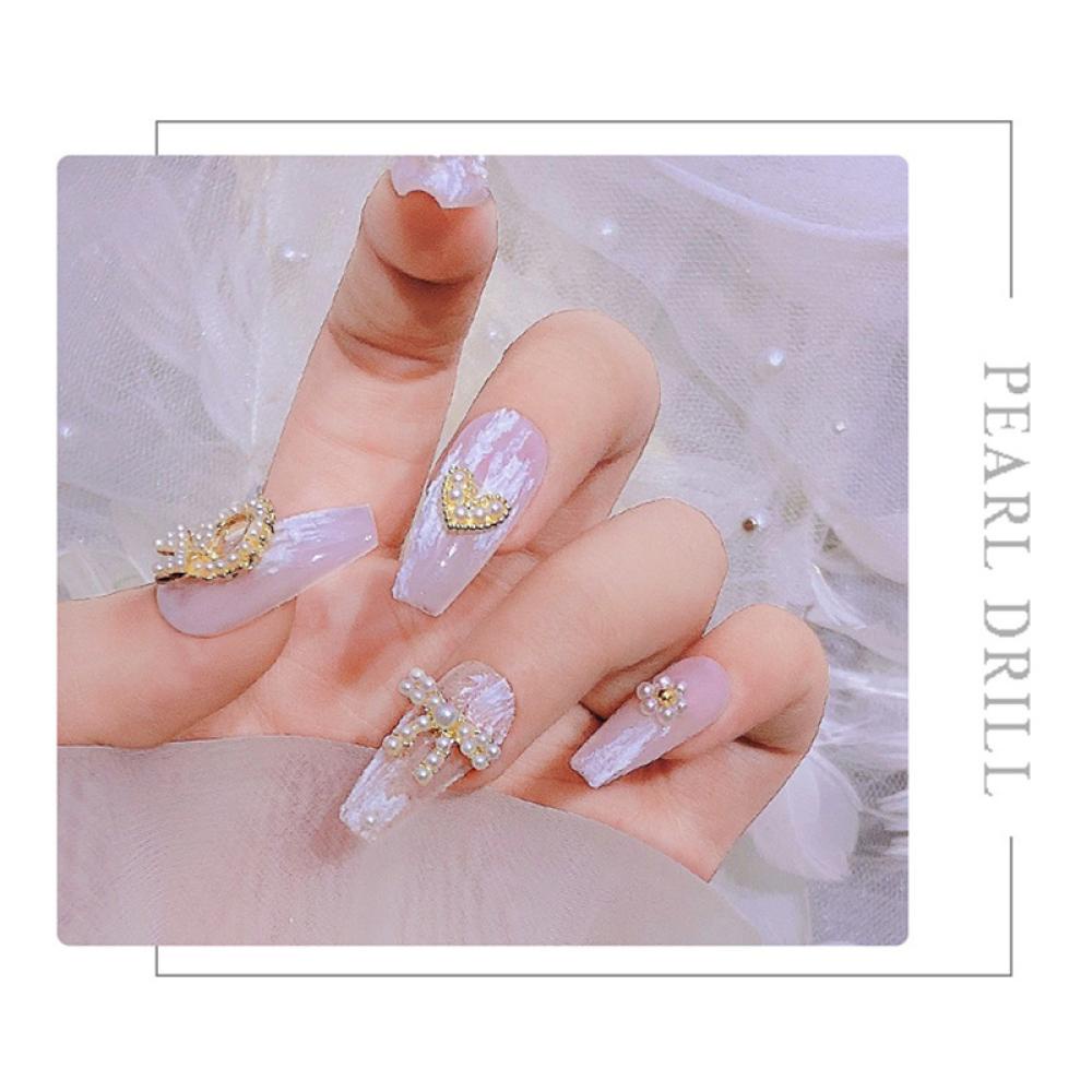 Phụ Kiện Trang Trí Móng Tay Nghệ Thuật Bằng Hợp Kim Hình Nơ Đính Đá Và Ngọc Trai T2X2
