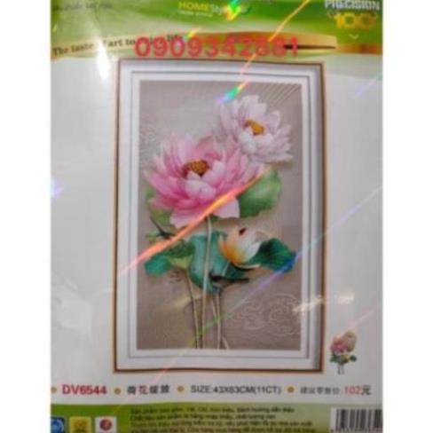 Tranh thêu Chữ thập Hoa sen nghệ thuật  Dream valley mẫu mới  DV6544(63*43cm )chưa thêu | BigBuy360 - bigbuy360.vn