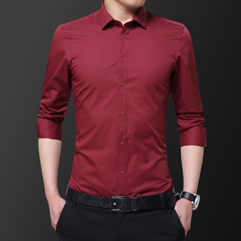 Áo Sơ Mi Nam Dài Tay Cổ Thêu Hoa Hồng Thời Trang 4 Màu Tùy Chọn Size M-5xl