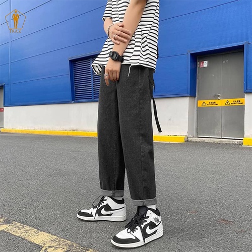 Quần jean nam, xanh, đen, xám, trắng chất bò dáng xuông đứng TRAZ. Quần baggy nam, jeans, ống suông rộng suông