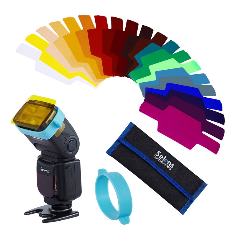 NewNew20pcs Selens SE-CG20 Flash Gel Color Filters for Metz Godox D7100 SB910 Speedlite Speedlight Flashgun Lighting Control Modifier