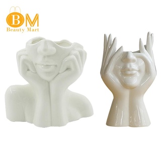 Bình hoa bằng gốm hình cơ thể người phong cách Bắc Âu trang trí nhà cửa
