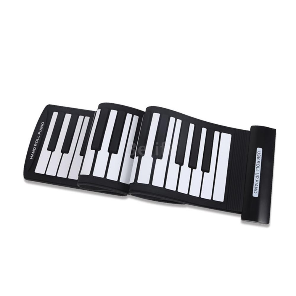 Đàn Piano điện tử 61 phím bằng silicon có thể gấp gọn tiện lợi kèm dây cáp sạc USB