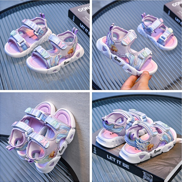 SUGE Xăng đan Công Chúa In Họa Tiết Bướm Hoạt Hình Dễ Thương Dành Cho Bé Gái