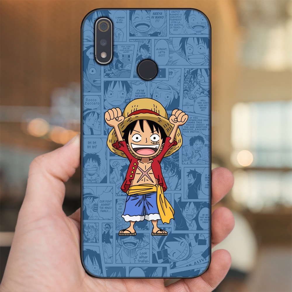 Ốp lưng Realme 3, 3 Pro viền đen in hình Luffy One Piece