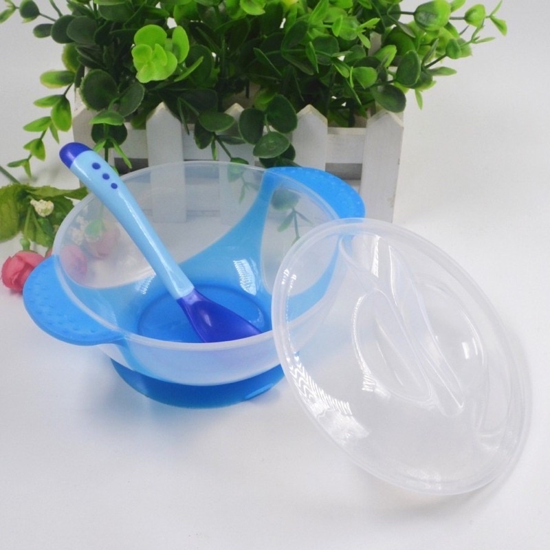 [HCM-GIÁ KHO] Bát ăn dặm kèm thìa báo nóng cho bé loại 1. Bát ăn dặm.