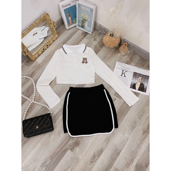 SÉT CROP GẤU THÊU CỔ PHỐI CHÚ GẤU | BigBuy360 - bigbuy360.vn