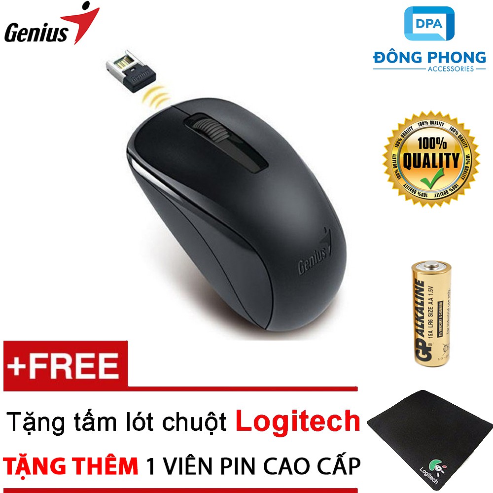 Combo Chuột Không Dây Genius Chính Hãng Tặng Kèm Lót Chuột &amp; Pin