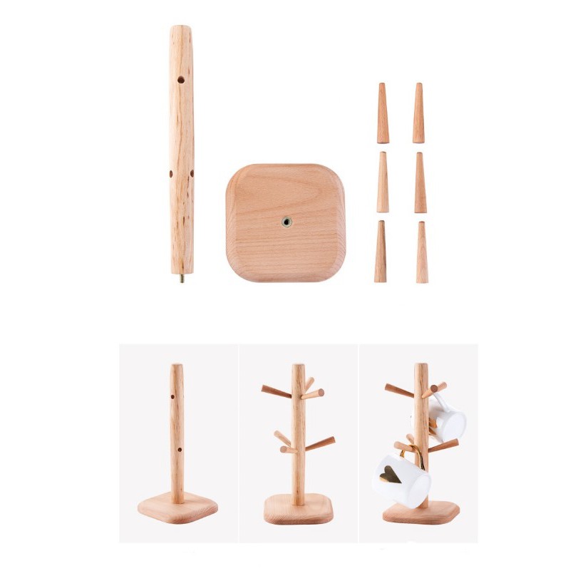 Cây/giá treo cốc bằng gỗ tiện lợi phong cách Nhật Bản - Cup holder | BigBuy360 - bigbuy360.vn