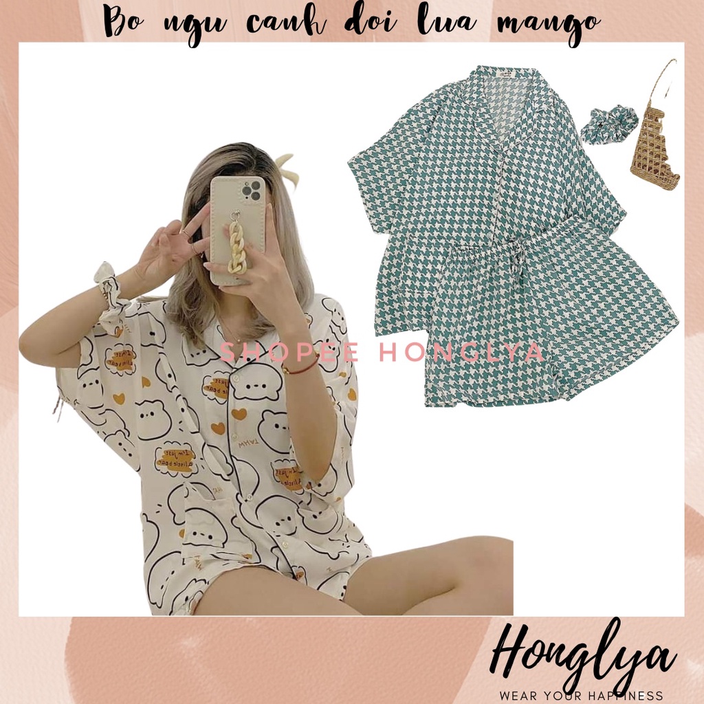 Bộ ngủ lụa Mango cánh dơi cực hot hit, bộ pijama lụa mango cánh dơi