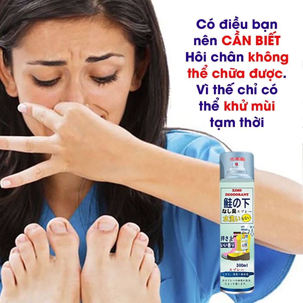 Bình xịt khử mùi hôi chân và làm sạch mùi giày Ximo cao cấp 300ml | Loại bỏ vi khuẩn, ngăn mồ hôi công nghệ bạc AG+