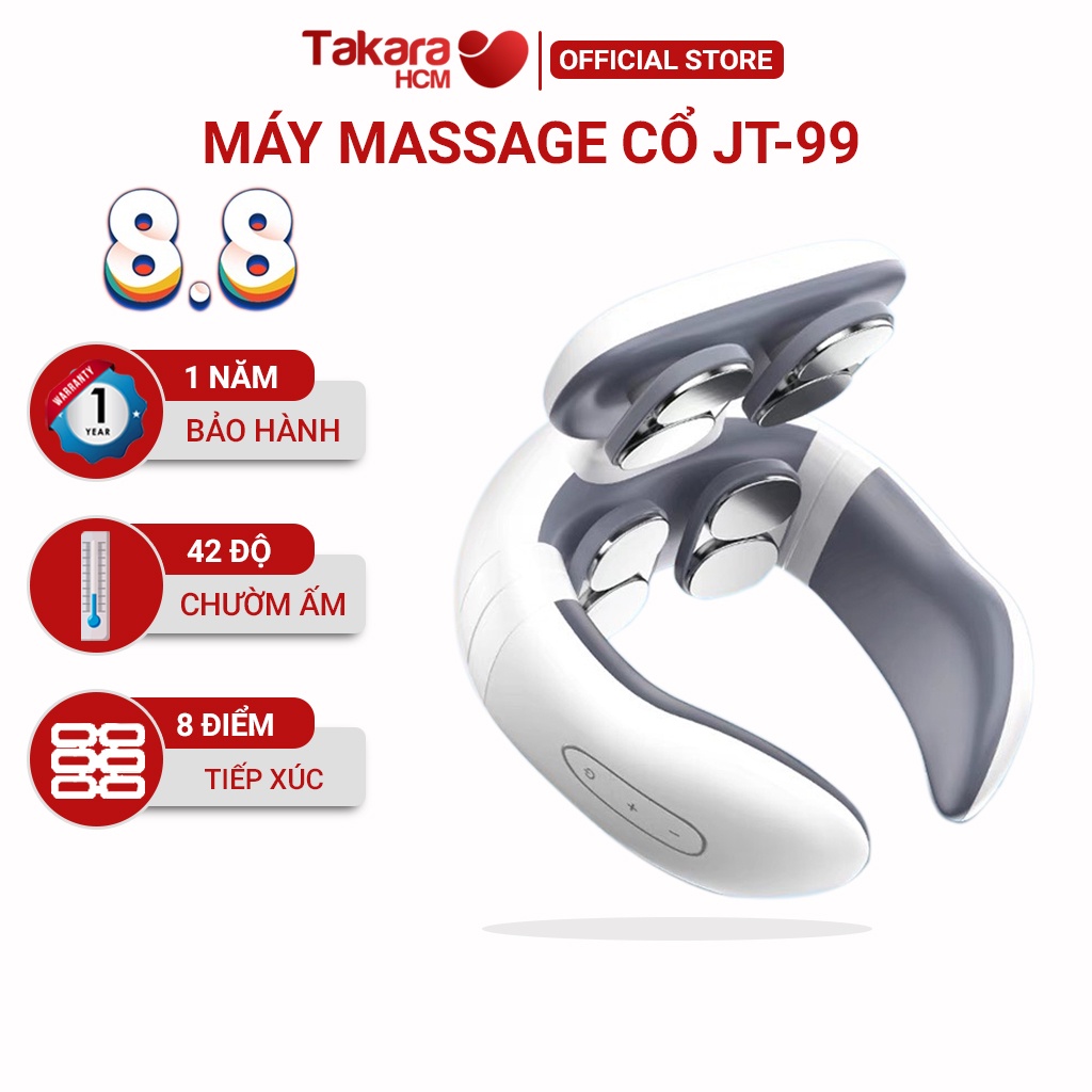Máy massage cổ Takara JT99, mát xa xung điện mở rộng vùng vai gáy với 8 chế độ massage BH 12 tháng