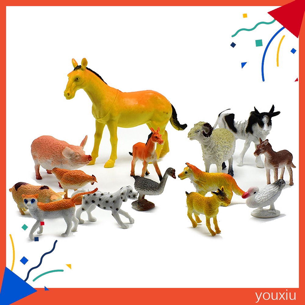 Set 14 Mô Hình Động Vật Nông Trại Bằng Nhựa Pvc