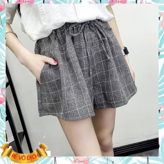 [ MUA NGAY - SP HAY ] Quần Đùi Quần Short Nữ Đẹp Ống Rộng, Cạp Chun, Hoạ Tiết Kẻ Ô Trẻ Trung Thời Trang