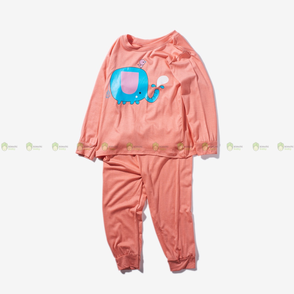 [SZ ĐẠI]Bộ Dài Tay Cho Bé Trai, Bé Gái Vải Thun Lạnh Minky Mom Hoạ Tiết Voi Hồng, Đồ Bộ Dài Tay Cho Bé Mặc Nhà MKMTD2206