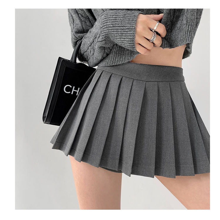 Chân Váy Ngắn Xếp Ly Lưng Cao Màu Trơn Thời Trang Xuân Thu Hàng Mới 2022 Dành Cho Bạn Gái