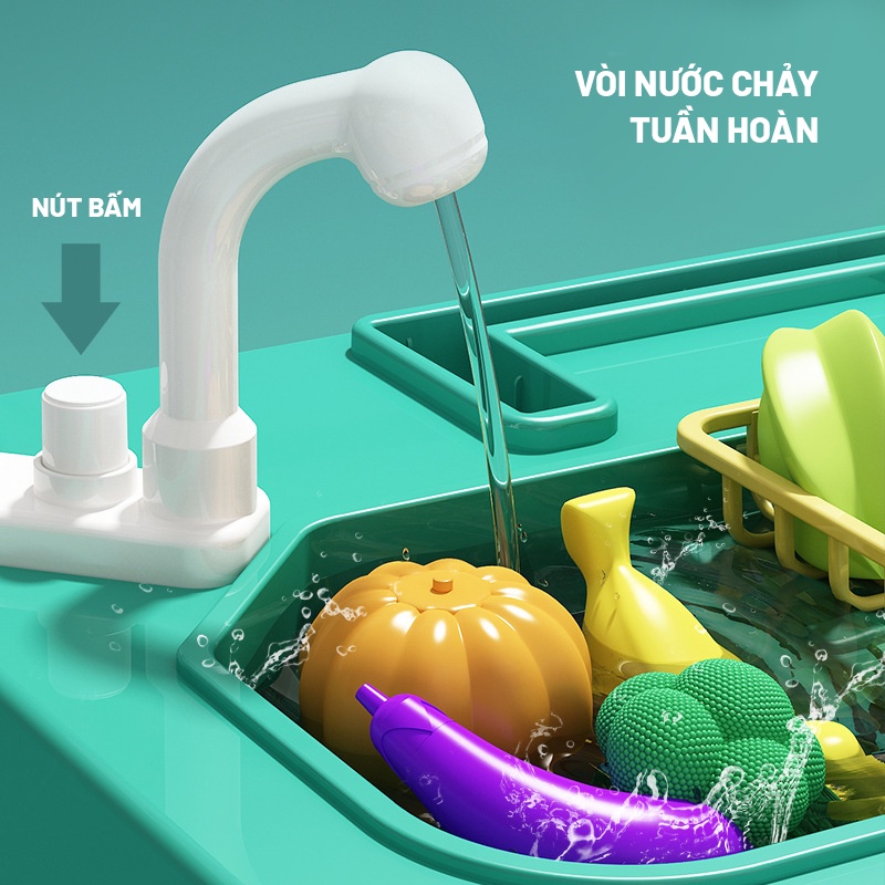 BỘ ĐỒ CHƠI NẤU ĂN CỠ LỚN 99CM MÔ PHỎNG ĐỒ DÙNG NHÀ BẾP PHIÊN BẢN NÂNG CẤP CÓ MÁY LỌC NƯỚC CHO BÉ