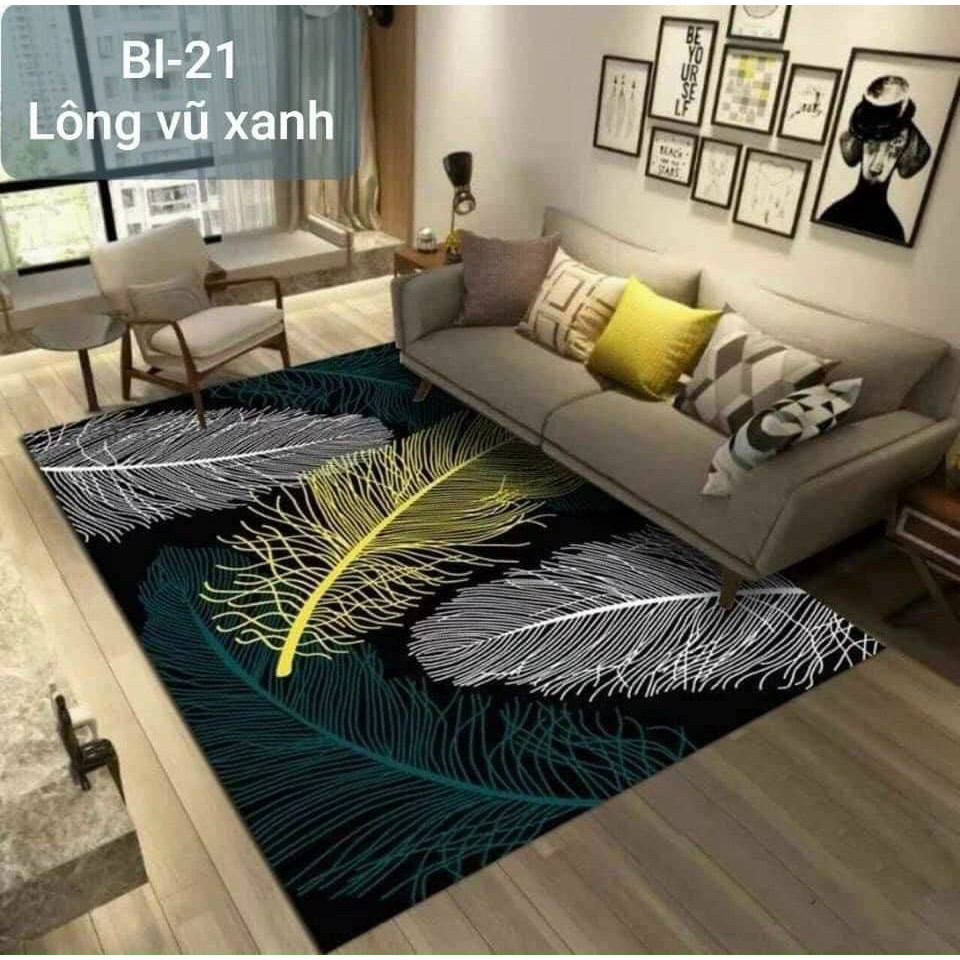 Thảm trải sàn Sofa trang trí phòng khách Bali in 3D Nhung nỉ lì cao cấp.