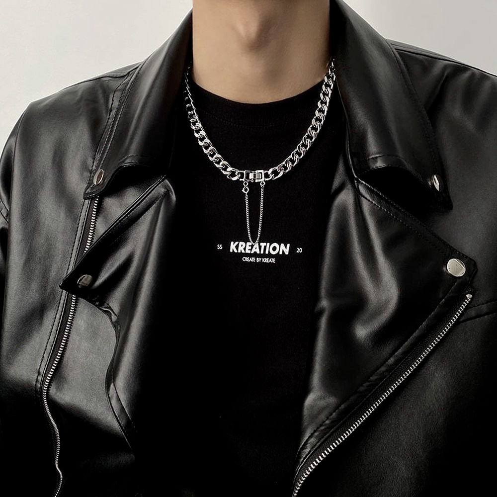 Vòng cổ Kim Loại Dày Mặt Hình Học Cổ Điển Thời Trang Hip Hop Hàn Quốc Cho Nam Và Nữ