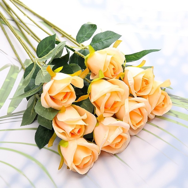 Nhánh hoa hồng giả bằng lụa tùy chọn màu sắc trang trí tiệc cưới/ ngày lễ tình nhân