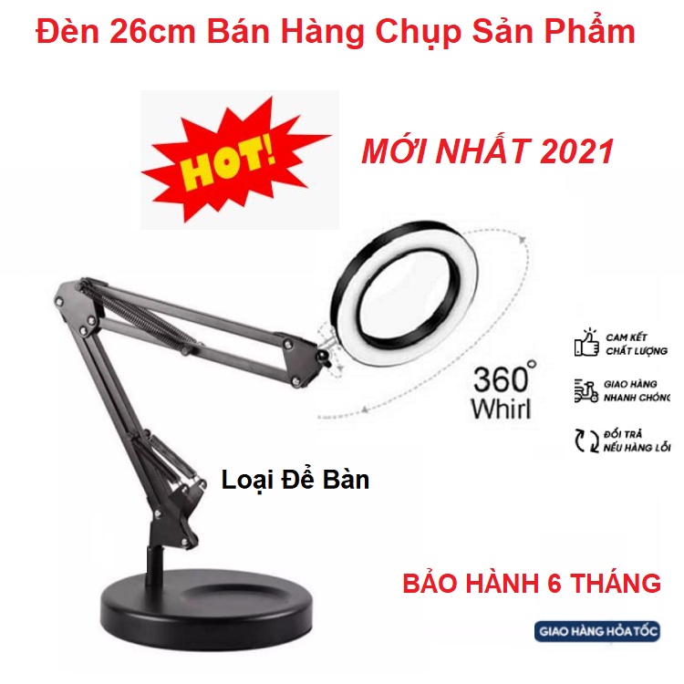 Đèn Đa Năng 26cm, Tặng Kèm Kẹp Điện Thoại, Xoay 360 Độ - 3 Mầu - Make Up - Quay Livestream Tiktok