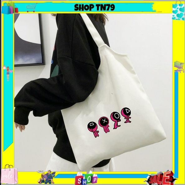 [Tặng sticker cài] Túi tote vải canvas đeo vai rẻ đẹp phong cách Hàn Quốc đi học , đi chơi kute M-1