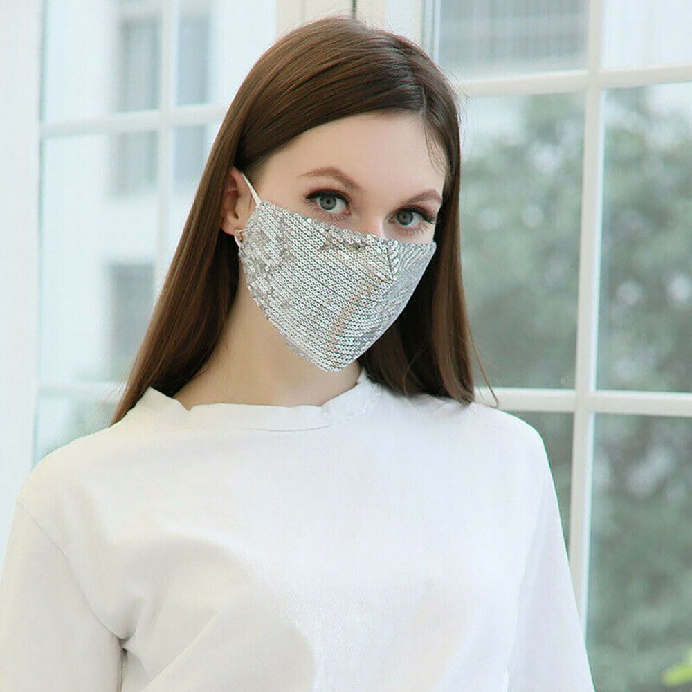Khẩu Trang Cotton Đính Kim Sa Lấp Lánh Chống Bụi Chống Sương Mù Có Thể Tái Sử Dụng Thời Trang Cho Nam Và Nữ