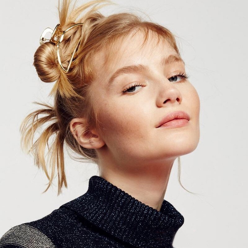 Kẹp tóc kim loại thiết kế cổ điển đơn giản cho nữ