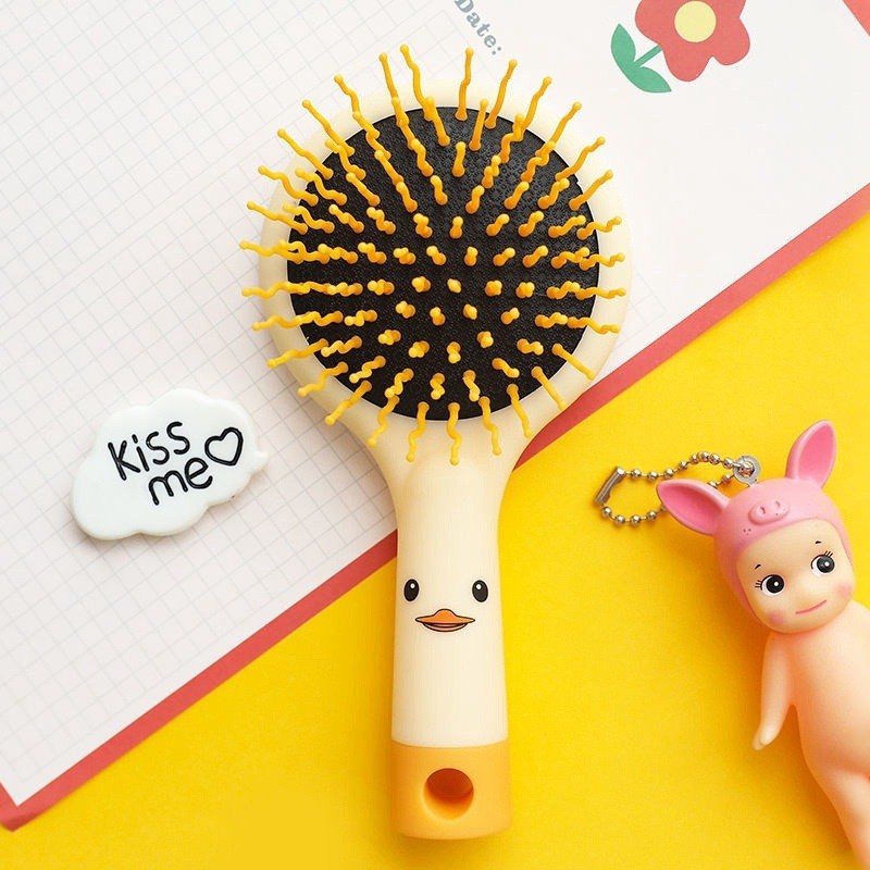 Lược Mini Massage Cầm Tay Kèm Gương - Lược Đệm Mát Xa Bỏ Túi Siêu Dễ Thương