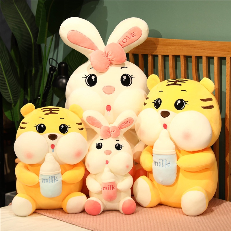 ❤90CM Milk Bottle Rabbit Plush Toy Down Cotton Stuffed Doll Birthday Gift Bed Large Sleep Pillow Bed Decoration Doll Child Gift