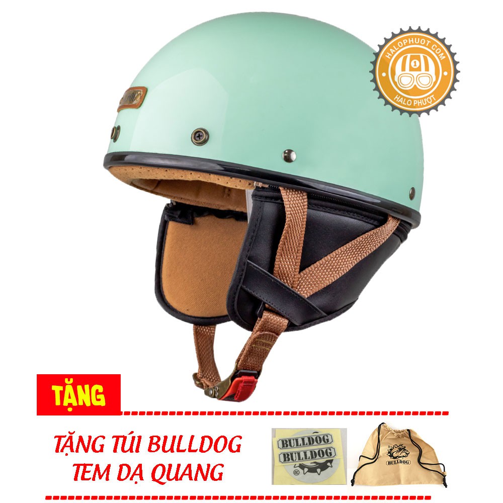 Mũ bảo hiểm Bulldog PUG Xanh Lá (tặng túi Bulldog, tem phản quang)