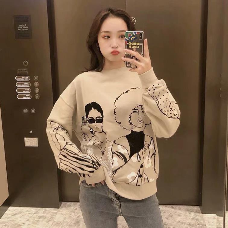 Áo Nỉ  Sweater In Hình Cô Gái dưới 70kg  - Dài Tay Cổ Tròn G034 - HT STORE | BigBuy360 - bigbuy360.vn