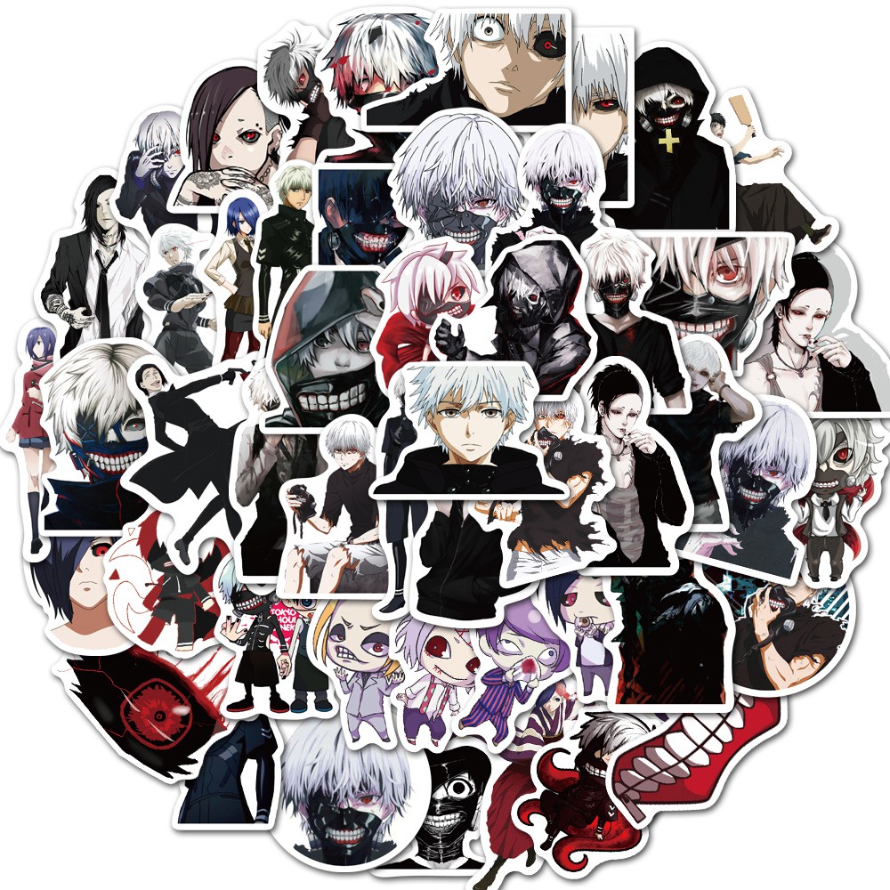 Set 50 Miếng Dán Trang Trí Hình Nhân Vật Tokyo Ghoul